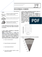 PROVA DE CIENCIAS 6º Ano - 4º BIMESTRE