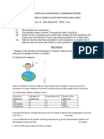 Kendriya Vidyalaya Sangathan, Hyderabad Region Science - Term 2 Sample Question Paper (2021-2022) Class: IX Max - Marks:40 TIME: 2 Hrs