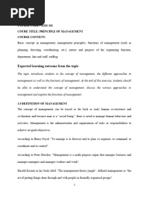 AMS 101 Principles of Management LECTURE NOTE