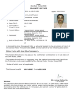 Learner'S Licence: Form 3 (See Rule 3 (A) and 13)