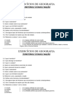 Exercícios Território-Estado-Nação