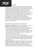 ¿Qué Es La Salud Mental?