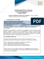 Guía de Actividades y Rúbrica de Evaluación - Unidad 2 - Tarea 2 - Trabajo Energía Potencia y Primera Ley