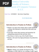 Unit - V Introduction To Pandas in Python