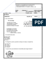 Avaliação de Ensino Religioso 1º Bimestre