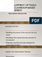 Topic 5. Development of Tools For Classroom Based Assessment