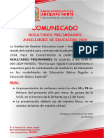 COMUNICADO Resultados Preliminares Auxiliares