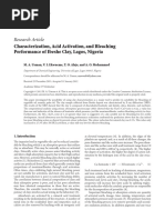 Research Article: Characterization, Acid Activation, and Bleaching Performance of Ibeshe Clay, Lagos, Nigeria