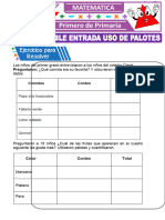 Tabla de Doble Entrada Uso de Palotes para Primer Grado de Primaria