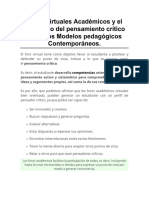 Pasos para Hacer El Foro Virtual Académico y El Desarrollo Del Pensamiento Crítico Sobre Los Modelos Pedagógicos Contemporáneos