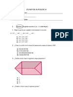 EXAMEN DE MATEMÁTICAS (Segundo Trimestre)