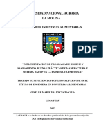 Implementación de Programa de Higiene y Saneamiento, Buenas Prácticas de Manufactura y Sistema HACCP en La Empresa Cárnicos