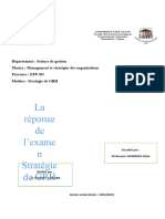 La Réponse de L'examen Stratégie de GRH - Chakira El Yousefy