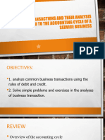 Business Transactions and Their Analysis As Applied To Service Business