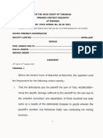 Uhuru Minings Cooperative Society LTD Vs Paul Joseph Mulya and Two Others (HC Civil Appeal 5 of 2021) 2021 TZHC 6028 (12 August 2021)