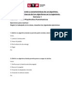 Definicion y Caracteristicas de Un Algoritmo. Semana 1