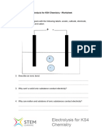 Worksheet Chemistry Electrolysis ks4