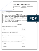 Bloco de Estudos Prova Global 9°ano 1°bimestre 2024