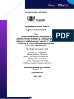 A.DE APRENDIZAJE Unidad #3 Asignatura Administracion II