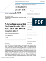 A Khwārazmian Saint in The Golden Horde: Közlük Ata (Gözlī Ata) and The Social Vectors of Islamisation