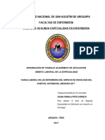 Universidad Nacional de San Agustín de Arequipa Facultad de Enfermería Unidad de Segunda Especialidad en Enfermería