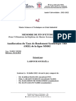 Amélioration Du Taux de Rendement Synthétique TRS (OEE) de La Ligne MM02 - SOUHAÏLA LAHFOUR