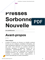 Les Prédiscours - Avant-Propos - Presses Sorbonne Nouvelle