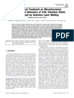 Effect of Heat Treatment On Microstructures and Mechanical Behaviors of 316L Stainless Steels Synthesized by Selective Laser Melting