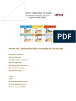 Práctica #2 - Geometrías de Herramientas de Mecanizado