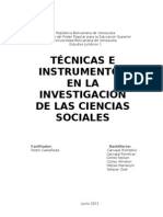 Técnicas e Instrumentos en La Investigación de Las Ciencias Sociales