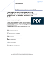 Ranibizumab Lucentis Versus Bevacizumab Avastin For The Treatment of Age Related Macular Degeneration An Economic Disparity of Eye Health