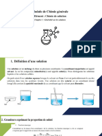 Cours Chimie de Solution TE Chapitre 1 Généralité Sur Les Solutions