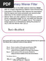 Summary Wiener Filter: X (U, V) With The Wiener Filter G (U, V)