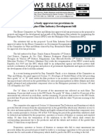 Nov12.2011 - B House Body Approves Tax Provisions in Philippine Film Industry Development Bill