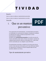 Actividad: Que Es Un Mantenimiento Preventivo