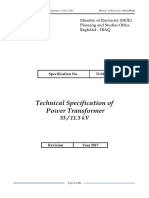 Technical Specification of Power Transformer: Ministry of Electricity (MOE) Planning and Studies Office Baghdad - IRAQ