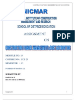 Assignment No 4-Construction Finance Management and Cost Accounting