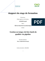 Rapport Du Stage de Formation: Gestion en Temps Réel Des Batch de Qualités Via Pipeline