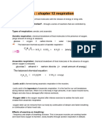 Biology Notes - Chapter 12 Respiration