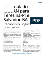 6º Simulado IDECAN Teresina e Salvador (Raciocínio Lógico)