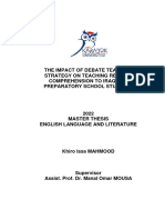 The Impact of Debate Teaching Strategy On Teaching Reading Comprehension To Iraqi Efl Preparatory School Students