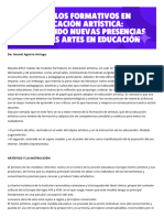 Modelos Formativos en Educación Artística: Imaginando Nuevas Presencias para Las Artes en Educación