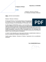 Lettre de Recommandation Droit International