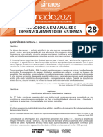 Gabarito Discursivas Enade 2021 Análise e Desenvolvimento de Sistemas