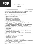 3rd Quarter Assessment Sci 8