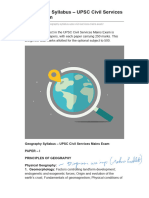 Geography Syllabus - UPSC Civil Services Mains Exam