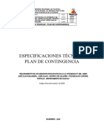 Especificaciones Tecnicas - Plan de Contingencia