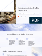 Introduction To The Quality Department