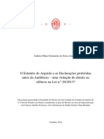 O Estatuto Do Arguido e As Declaracoes Proferidas Antes Da Audiencia