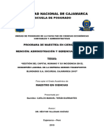 "Gestión Del Capital Humano y Su Incidencia en El Desempeño Laboral en La Empresa Hermes Transpor